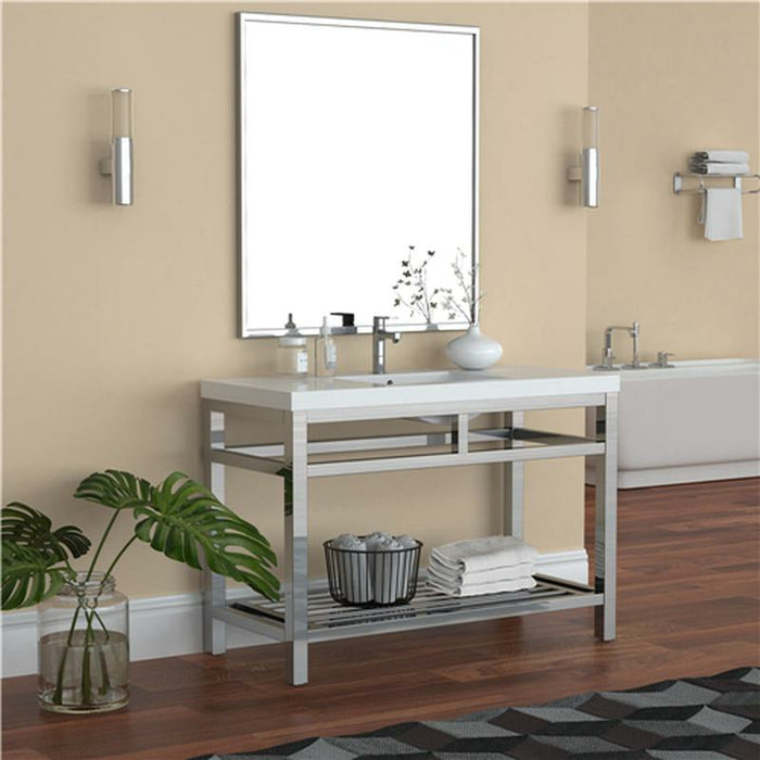 Moreno Bath Otto 48 Inch Stainless Steel Console With White Acrylic Sink PC48