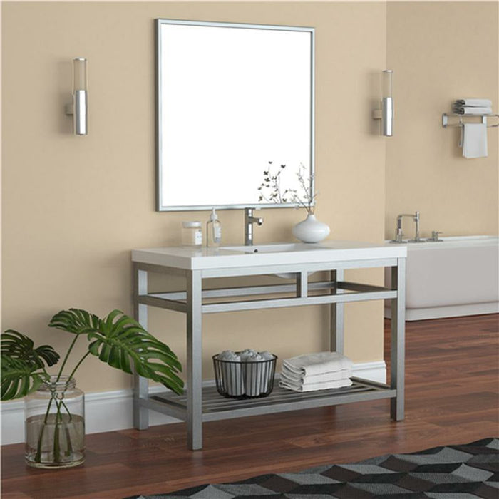 Moreno Bath Otto 48 Inch Stainless Steel Console With White Acrylic Sink PC48