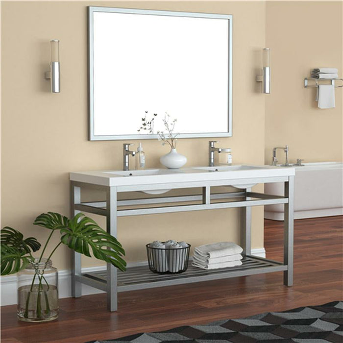 Moreno Bath Otto 60 Inch Stainless Steel Console With White Acrylic Sink PC60