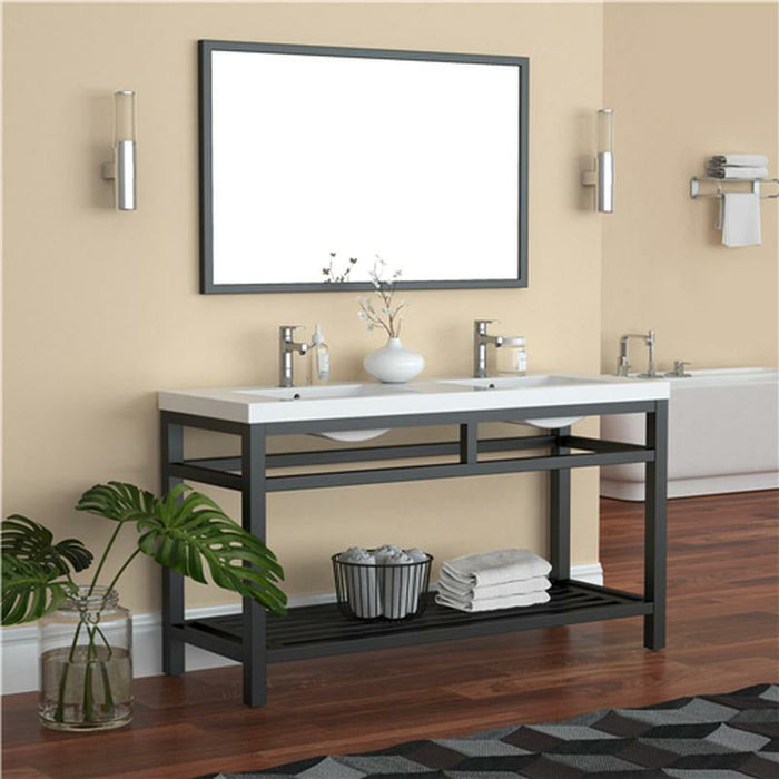 Moreno Bath Otto 60 Inch Stainless Steel Console With White Acrylic Sink PC60