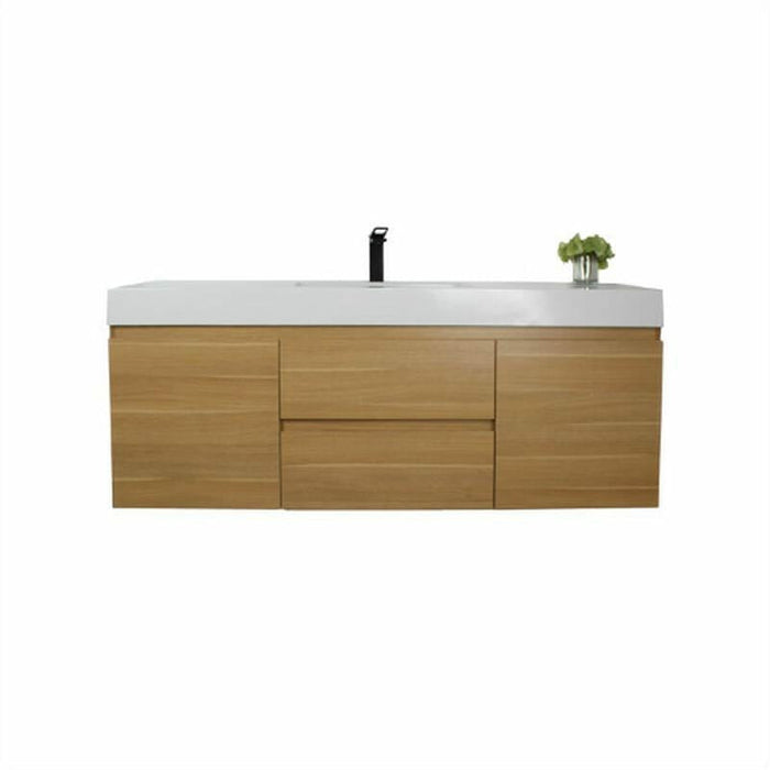 Moreno Bath Fortune 60 Inch Wall Mounted Bath Vanity With Single Reinforced Acrylic Sink MOF60S