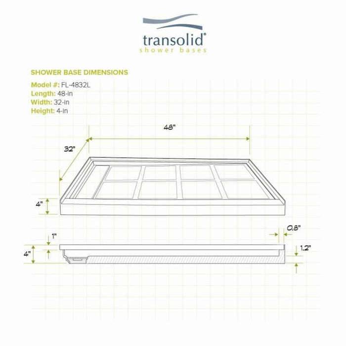 Transolid Linear 60-In X 30-In Rectangular Alcove Shower Base FL6030