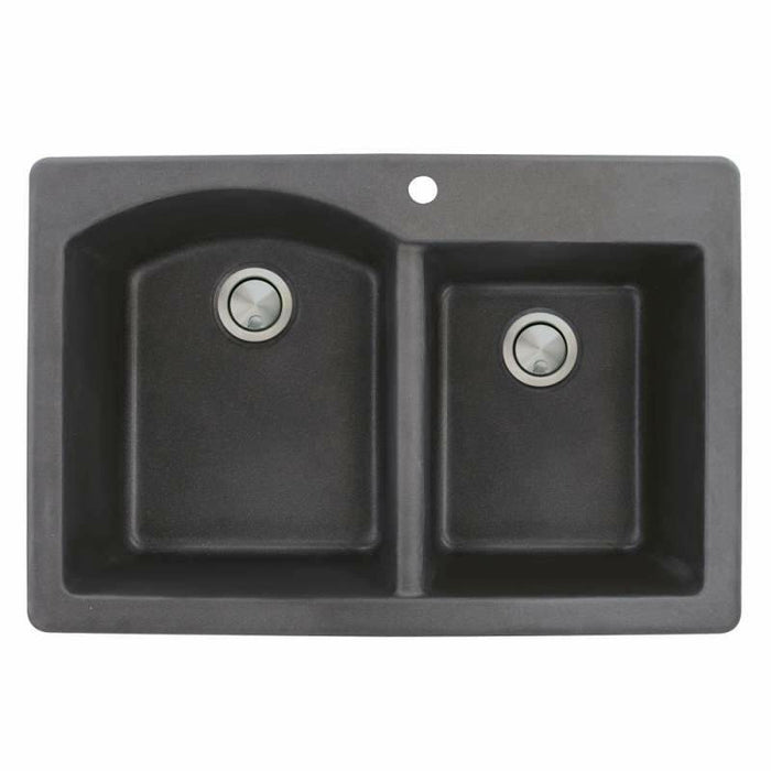 Transolid Aversa Granite 33-In Drop-In Kitchen Sink Kit with Grids, Strainers, and Drain Installation Kit K-ATDD3322