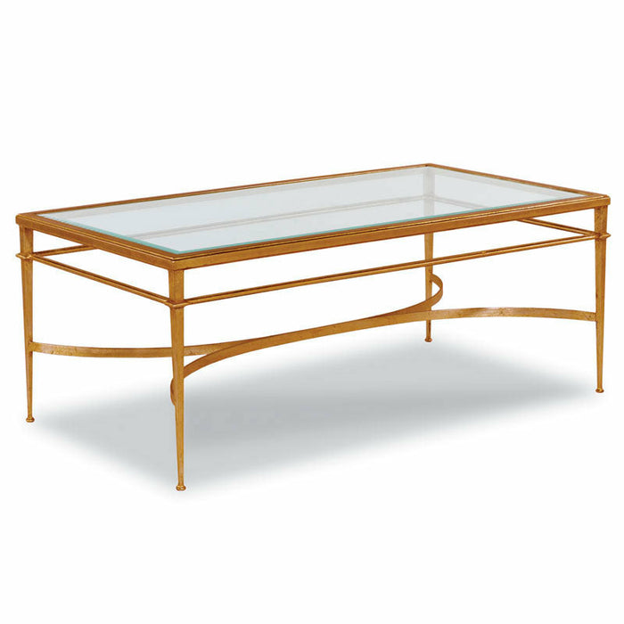 Woodbridge Furniture 48”W x 19"H Madeline Cocktail Table Gold Leaf with Antique Patina Finish 2099-50