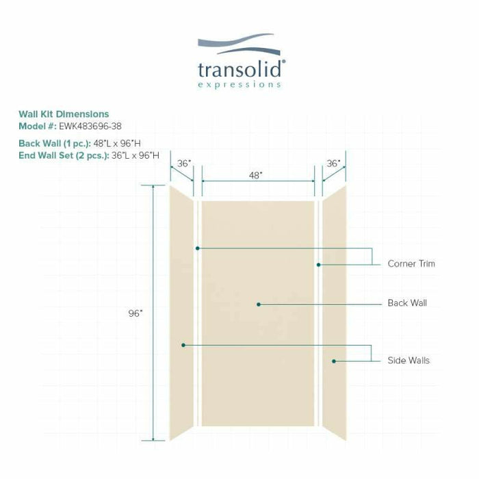 Transolid Expressions 36-In X 48-In X 96-In Glue To Wall Shower Wall Kit EWK483696