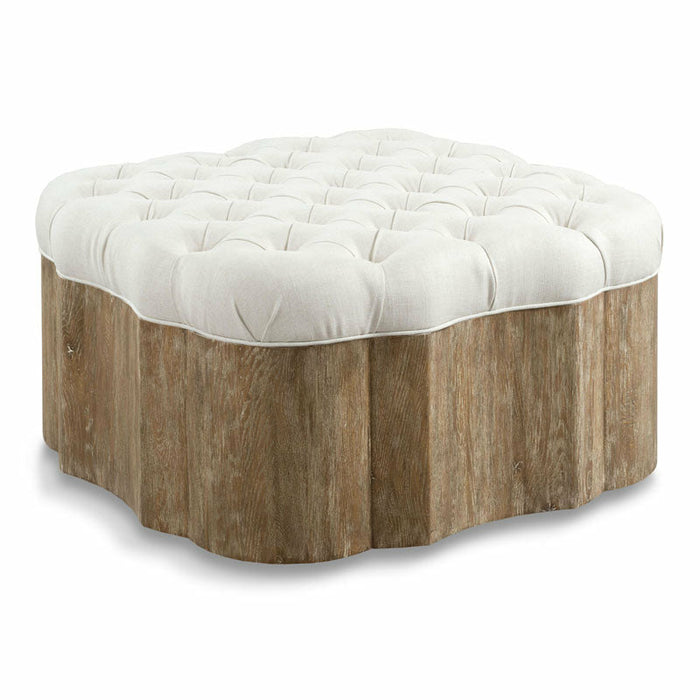 Woodbridge Furniture 40”W x 19”H Vintage Cocktail Ottoman Vintage Finish with Repel Stainguard Linen Fabric 2126-09