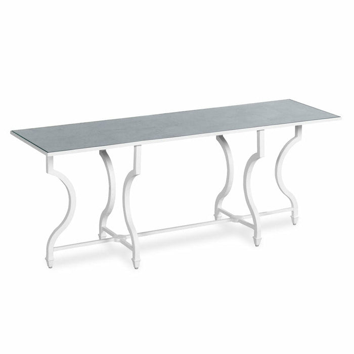 Woodbridge Furniture 48”W x 19"H Ardsley Cocktail Table Greco Finish Silver Leaf Eglomise Top 2152-85