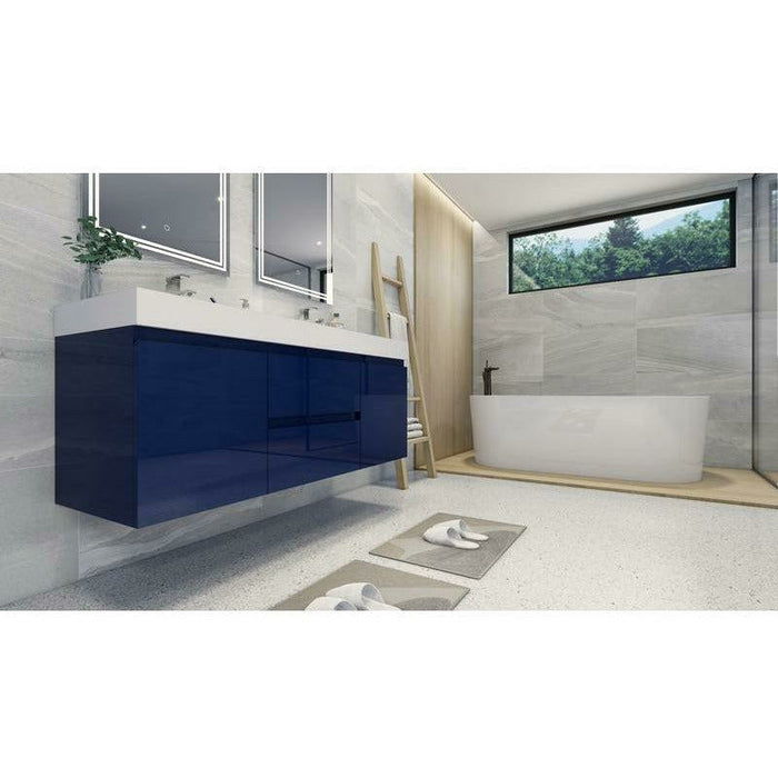 Moreno Bath Fortune 60 Inch Wall Mounted Bath Vanity With Double Reinforced Acrylic Sink MOF60D