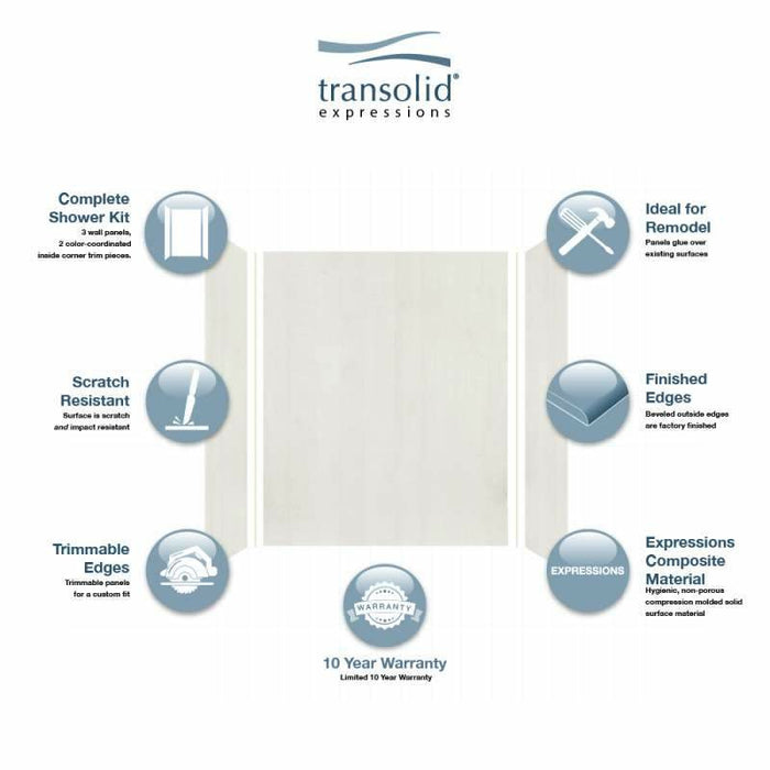 Transolid Expressions 32-In X 60-In X 72-In Glue To Wall Tub/Shower Wall Kit EWK603272