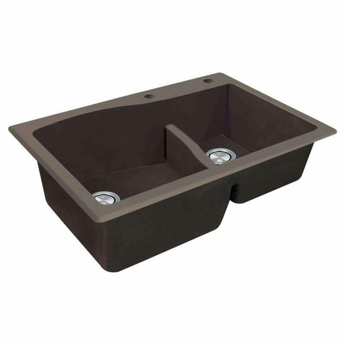 Transolid Aversa 33in X 22in SilQ Granite Drop-In Double Bowl Kitchen Sink ATDA3322