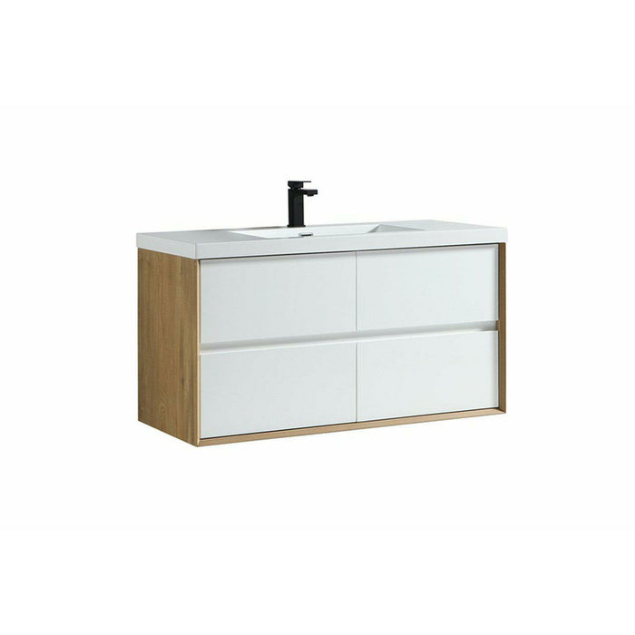 Moreno Bath Kingdee 48 Inch Wall Mounted Vanity With Acrylic Top In High Gloss White BT005-48GW