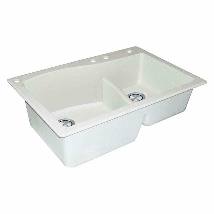 Transolid Aversa 33in X 22in SilQ Granite Drop-In Double Bowl Kitchen Sink ATDA3322