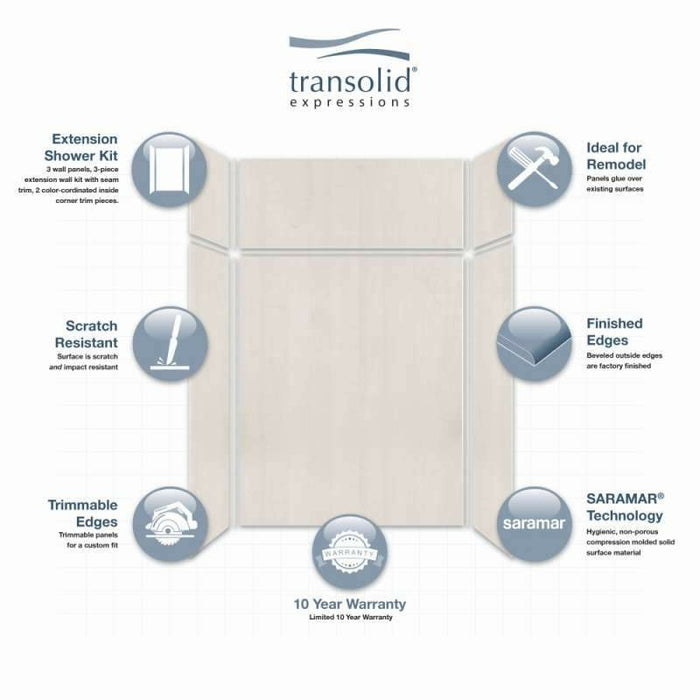 Transolid Expressions 60"x32"x96" Transition Shower/Tub Wall Kit EWKX60327224