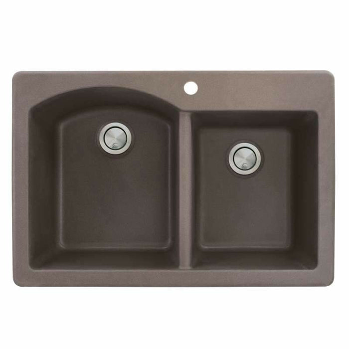 Transolid Aversa Granite 33-In Drop-In Kitchen Sink Kit with Grids, Strainers, and Drain Installation Kit K-ATDD3322