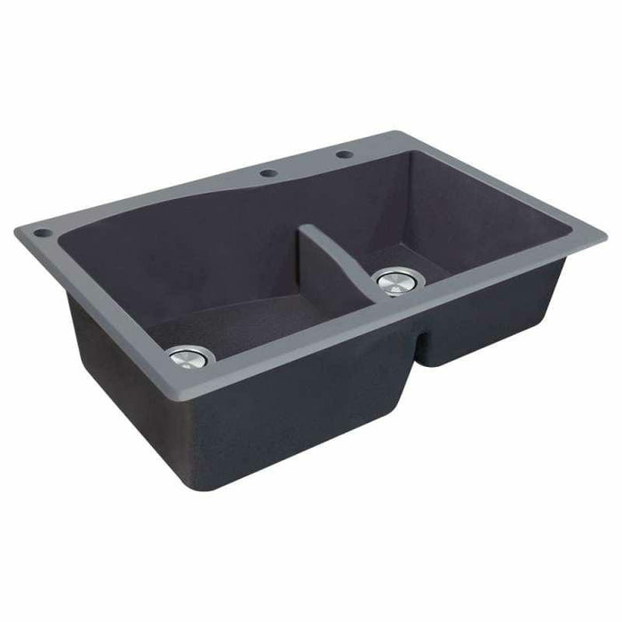 Transolid Aversa 33in X 22in SilQ Granite Drop-In Double Bowl Kitchen Sink ATDA3322