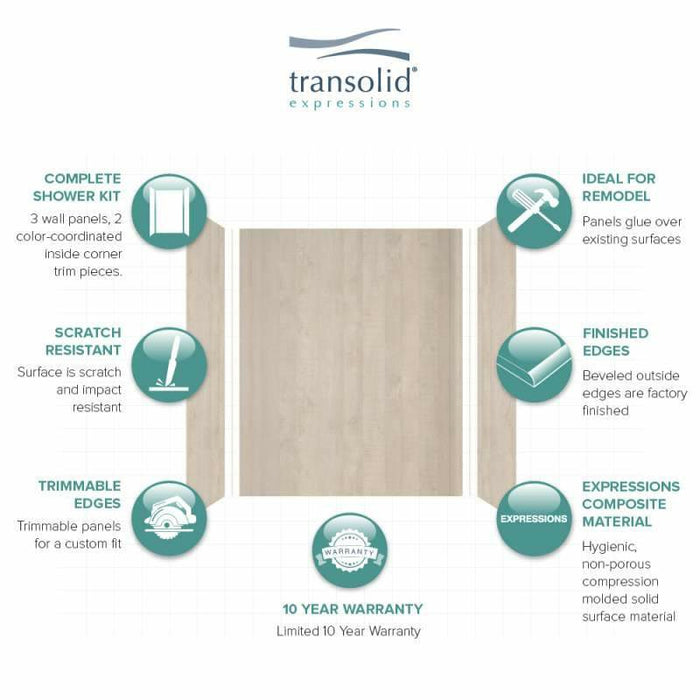 Transolid Expressions 36-In X 60-In X 72-In Glue To Wall Tub/Shower Wall Kit EWK603672