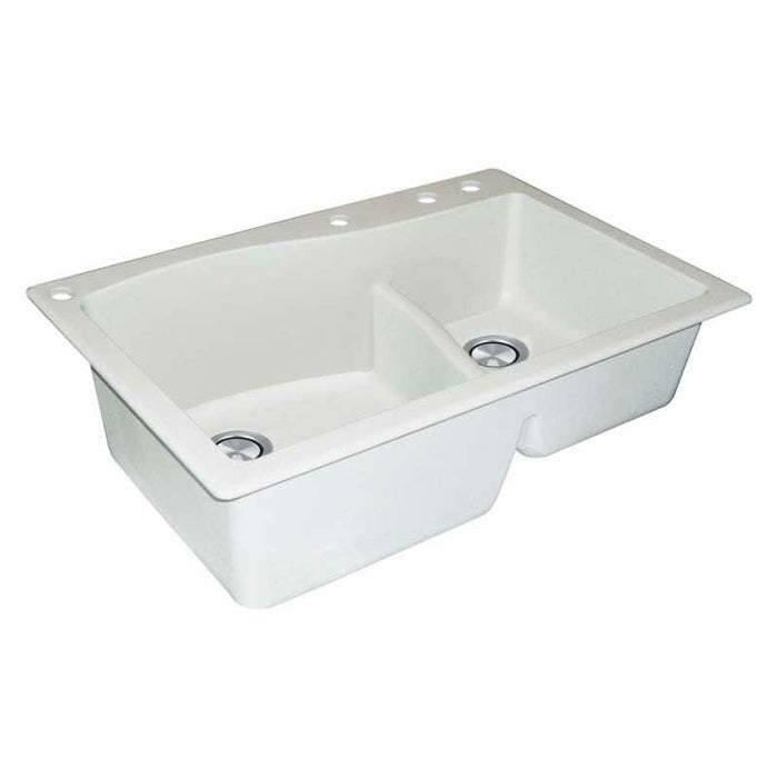 Transolid Aversa 33in X 22in SilQ Granite Drop-In Double Bowl Kitchen Sink ATDA3322