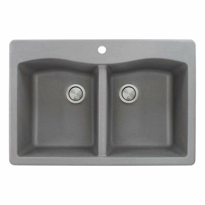 Transolid Aversa Granite 33-In Drop-In Kitchen Sink Kit with Grids, Strainers, and Drain Installation Kit K-ATDE3322