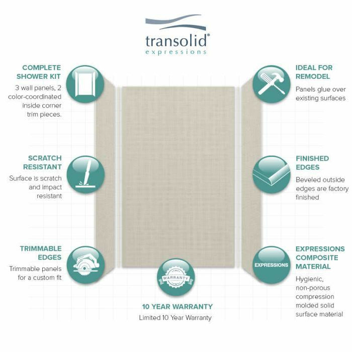 Transolid Expressions 32-In X 60-In X 96-In Glue To Wall Tub/Shower Wall Kit EWK603296