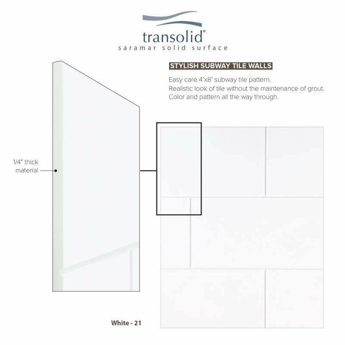 Transolid SaraMar 36-In X 48-In X 96-In Glue To Wall 3-Piece Shower Wall Kit SWK483696