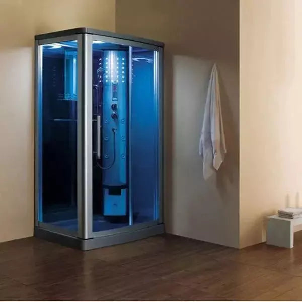 Mesa 45" x 32" x 85" Walk In Steam Shower with Blue Glass WS-802L