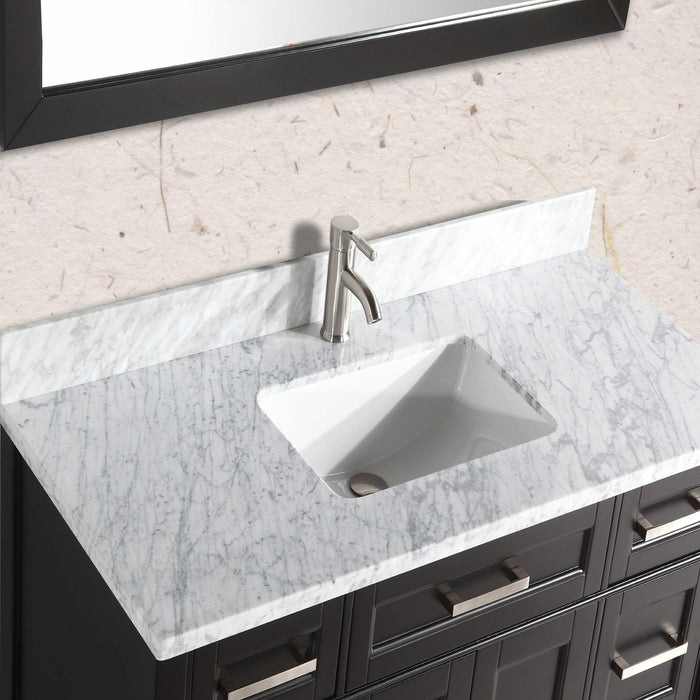 Vanity Art 60 Inch Single Sink Cabinet With White Carrara Marble Vanity Top With Sink & Mirror VA2060