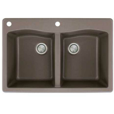 Transolid Aversa 33in X 22in SilQ Granite Drop-In Double Bowl Kitchen Sink ATDE3322