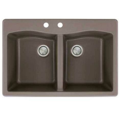 Transolid Aversa 33in X 22in SilQ Granite Drop-In Double Bowl Kitchen Sink ATDE3322