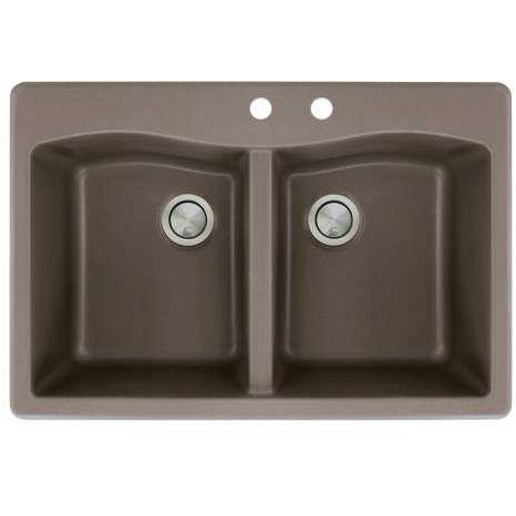 Transolid Aversa 33in X 22in SilQ Granite Drop-In Double Bowl Kitchen Sink ATDE3322