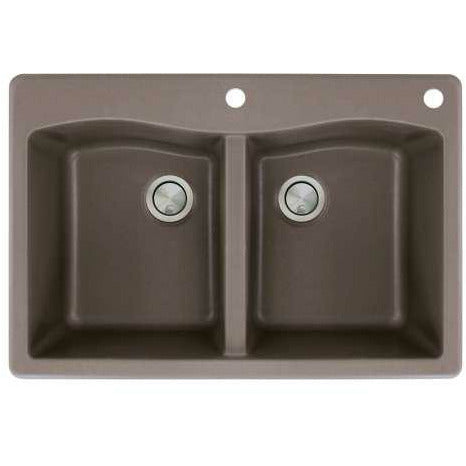 Transolid Aversa 33in X 22in SilQ Granite Drop-In Double Bowl Kitchen Sink ATDE3322