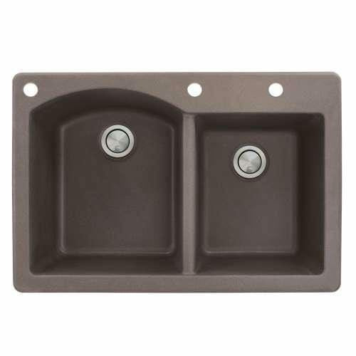 Transolid Aversa 33in X 22in SilQ Granite Drop-In Double Bowl Kitchen Sink ATDD3322