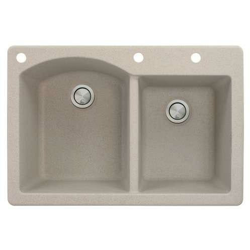 Transolid Aversa 33in X 22in SilQ Granite Drop-In Double Bowl Kitchen Sink ATDD3322