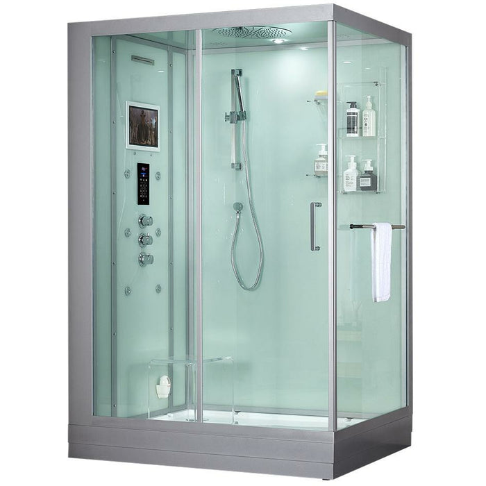 Maya Bath Platinum Anzio 57" x 37" x 88" Steam Shower with TV - White 2