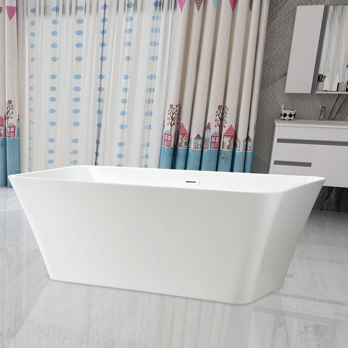 Vanity Art 67 Inch Freestanding Soaking Acrylic Bathtub VA6820