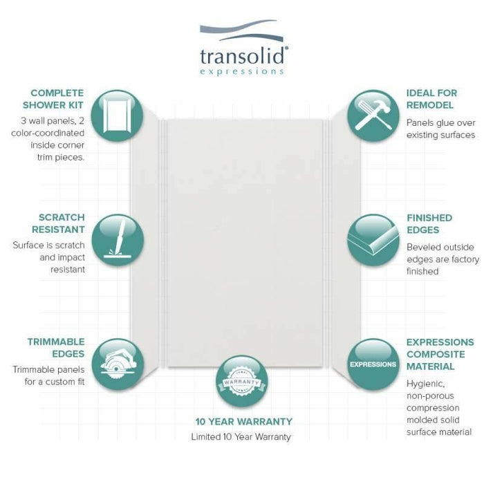 Transolid Expressions 32-In X 60-In X 96-In Glue To Wall Tub/Shower Wall Kit EWK603296