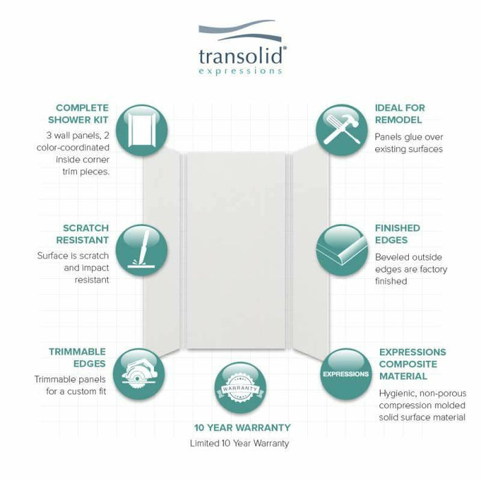 Transolid Expressions 48-In X 48-In X 96-In Glue To Wall Shower Wall Kit EWK484896