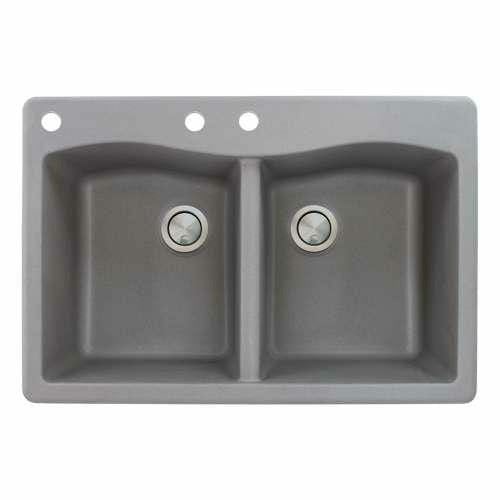 Transolid Aversa 33in X 22in SilQ Granite Drop-In Double Bowl Kitchen Sink ATDE3322