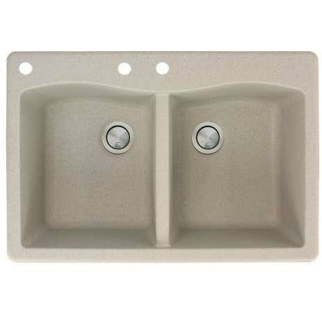 Transolid Aversa 33in X 22in SilQ Granite Drop-In Double Bowl Kitchen Sink ATDE3322