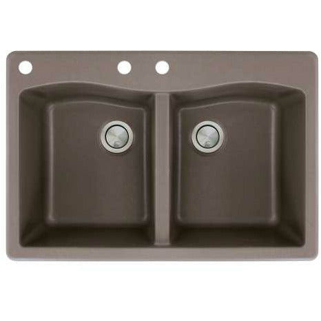 Transolid Aversa 33in X 22in SilQ Granite Drop-In Double Bowl Kitchen Sink ATDE3322