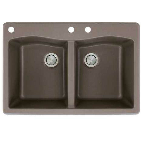 Transolid Aversa 33in X 22in SilQ Granite Drop-In Double Bowl Kitchen Sink ATDE3322