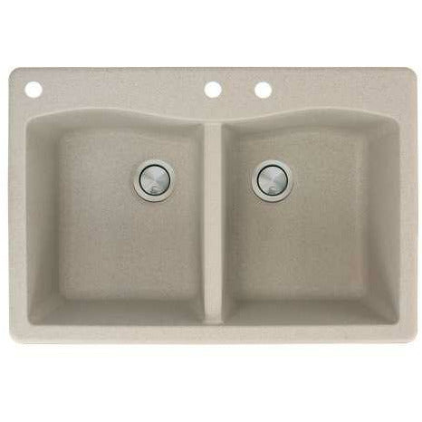 Transolid Aversa 33in X 22in SilQ Granite Drop-In Double Bowl Kitchen Sink ATDE3322