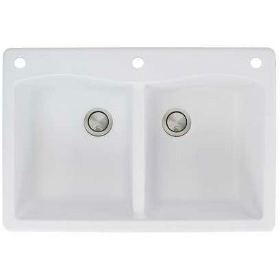 Transolid Aversa 33in X 22in SilQ Granite Drop-In Double Bowl Kitchen Sink ATDE3322