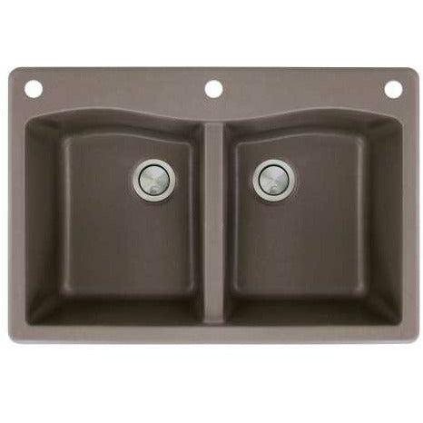 Transolid Aversa 33in X 22in SilQ Granite Drop-In Double Bowl Kitchen Sink ATDE3322