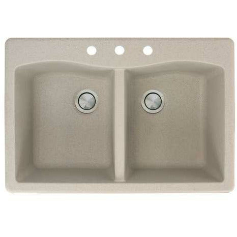 Transolid Aversa 33in X 22in SilQ Granite Drop-In Double Bowl Kitchen Sink ATDE3322