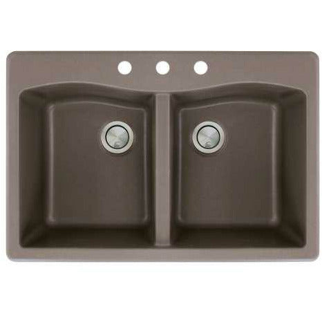 Transolid Aversa 33in X 22in SilQ Granite Drop-In Double Bowl Kitchen Sink ATDE3322