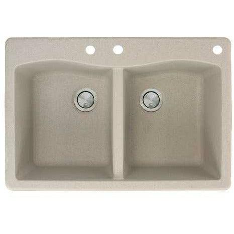 Transolid Aversa 33in X 22in SilQ Granite Drop-In Double Bowl Kitchen Sink ATDE3322