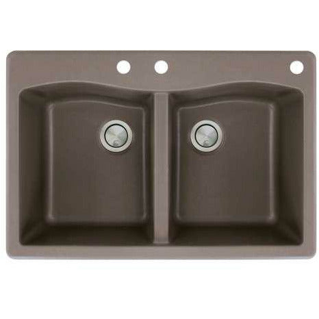 Transolid Aversa 33in X 22in SilQ Granite Drop-In Double Bowl Kitchen Sink ATDE3322