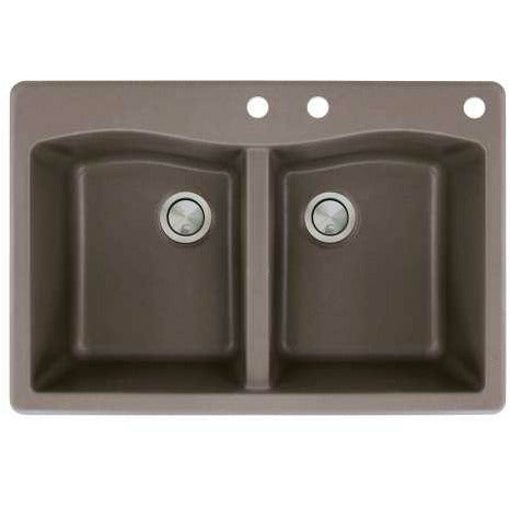 Transolid Aversa 33in X 22in SilQ Granite Drop-In Double Bowl Kitchen Sink ATDE3322