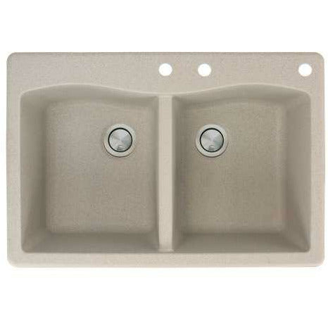 Transolid Aversa 33in X 22in SilQ Granite Drop-In Double Bowl Kitchen Sink ATDE3322