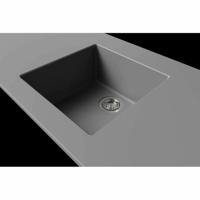 Transolid Zero 18in X 18in SilQ Granite Integral/Dual Mount Single Bowl Kitchen Sink With 0 Holes ZTSB1818